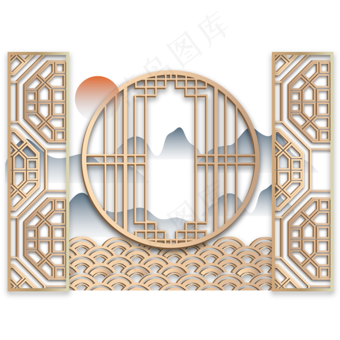 古风汉风山水边框