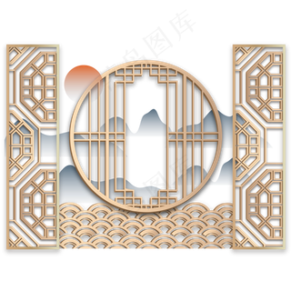 古风汉风山水边框