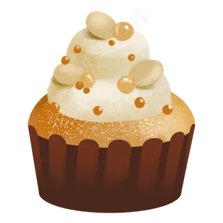 手绘甜品甜点美食之坚果珍珠奶油