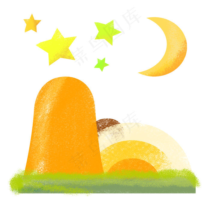 蜡笔风格月亮星星(2000X2000(DPI:72))psd模版下载