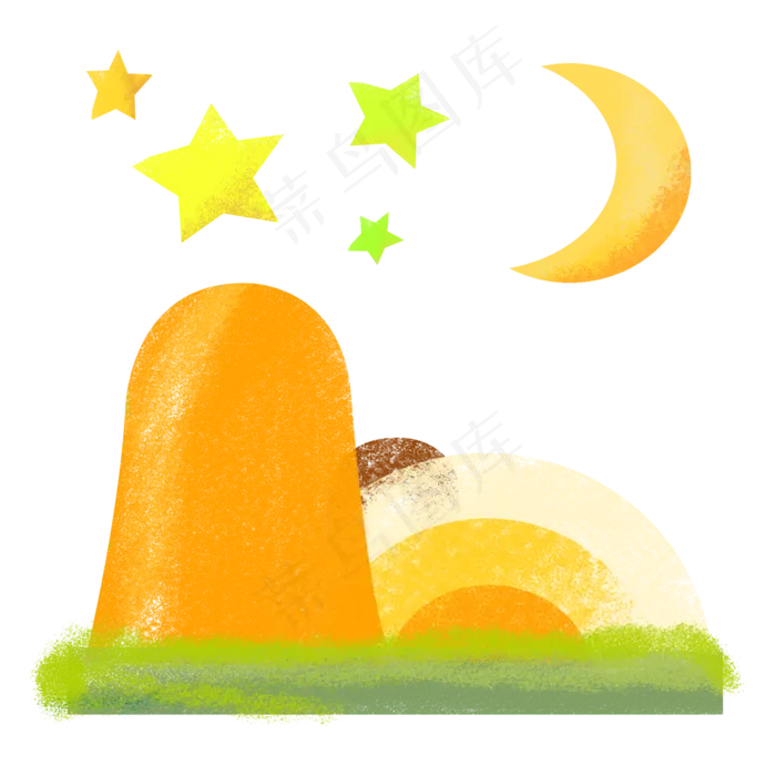 蜡笔风格月亮星星(2000X2000(DPI:72))psd模版下载