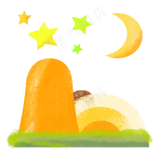 蜡笔风格月亮星星