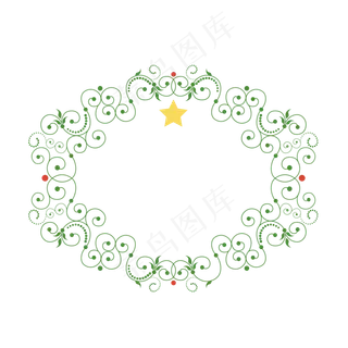 圣诞节欧式唯美星星绿色蔓藤纹样,免抠元素