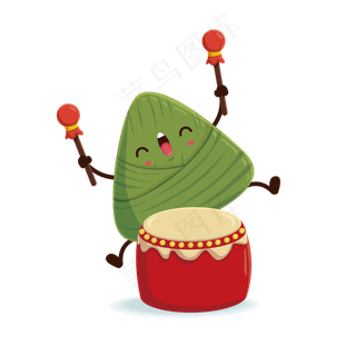 端午节卡通粽子打鼓下载
