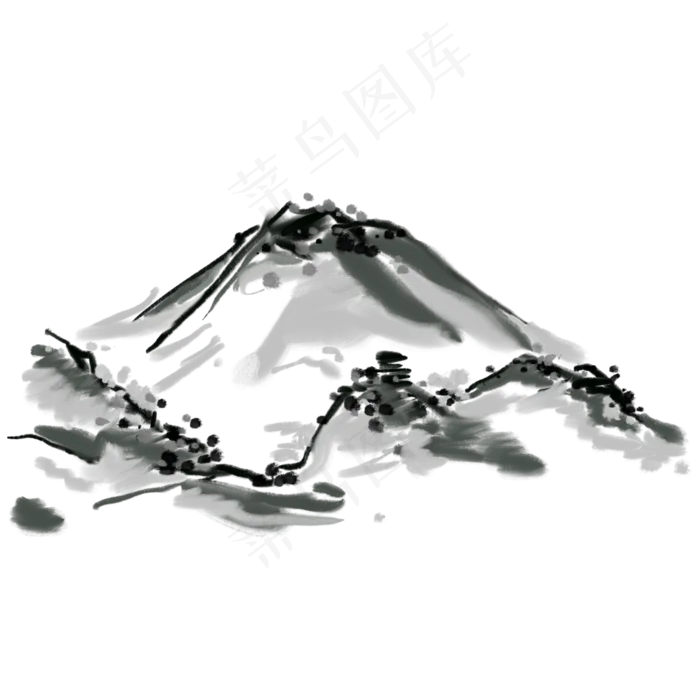 古风远山装饰插图(2000X2000(DPI:132))psd模版下载