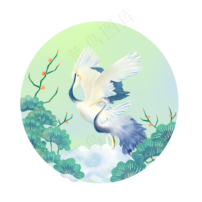 仙鹤中国风古风展翅春色
