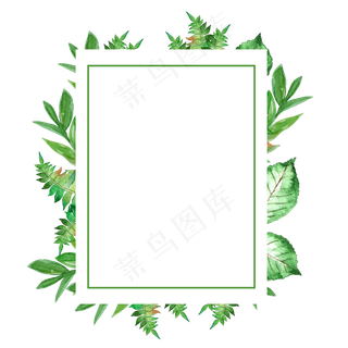 夏日清新手绘植物边框春天,免抠元素