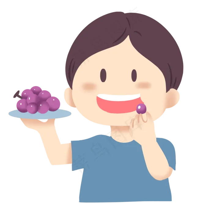吃葡萄可爱男孩