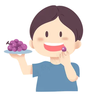 吃葡萄可爱男孩