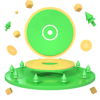 C4D绿黄色端午节电商展示舞台