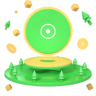 C4D绿黄色端午节电商展示舞台