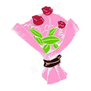 手绘花可爱卡通玫瑰花束