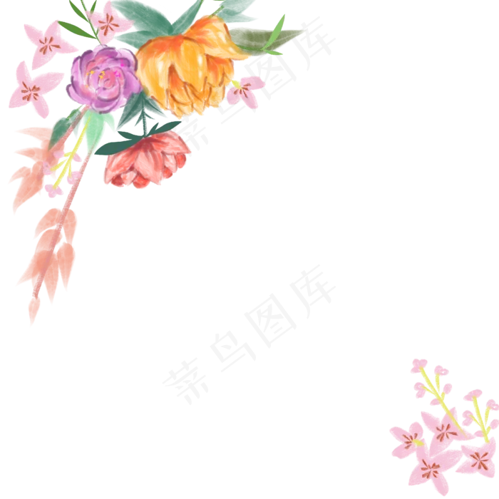 水彩鲜花边框(2000X2000(DPI:300))psd模版下载