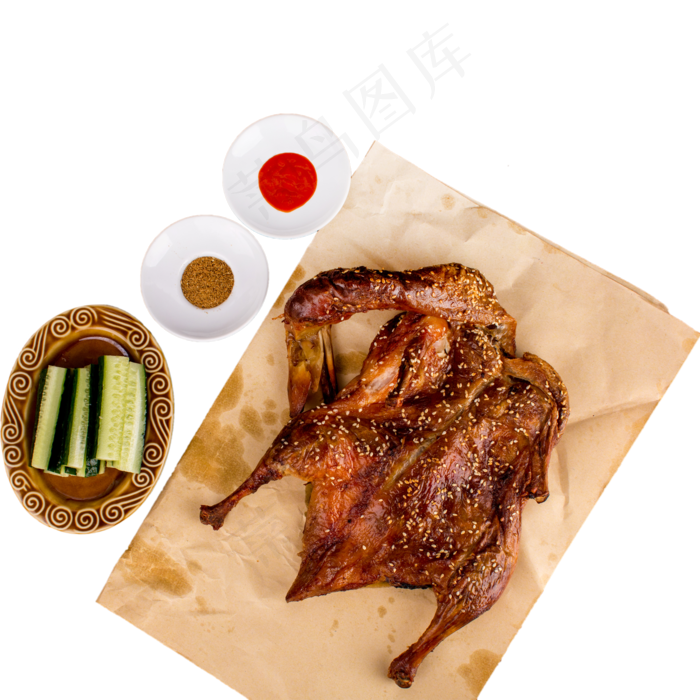 美食黄瓜蘸料烤鸭,免抠元素(2000X2000)