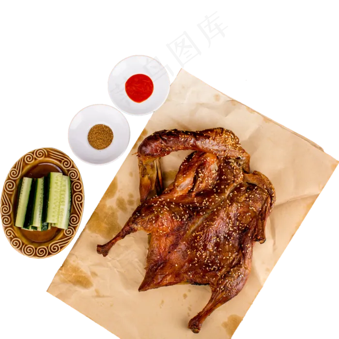 美食黄瓜蘸料烤鸭,免抠元素(2000X2000)