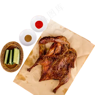 美食黄瓜蘸料烤鸭,免抠元素 美食黄瓜蘸料烤鸭,免抠元素