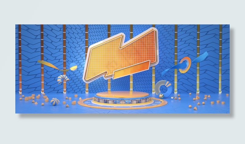 C4D蓝色通用海报电商banner