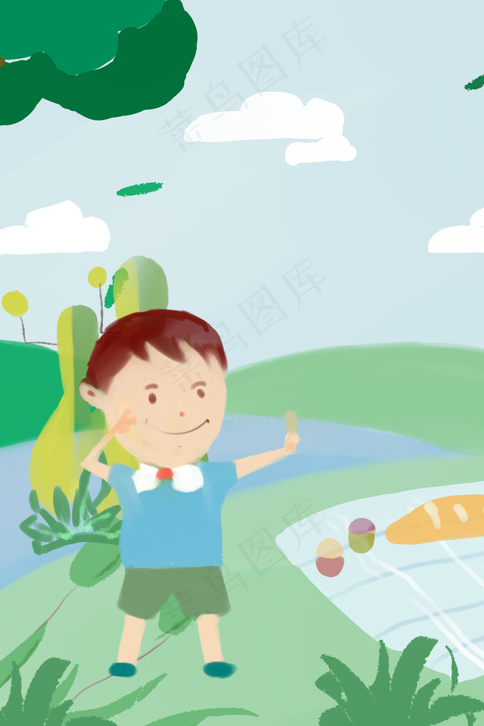 野餐六一儿童节插画