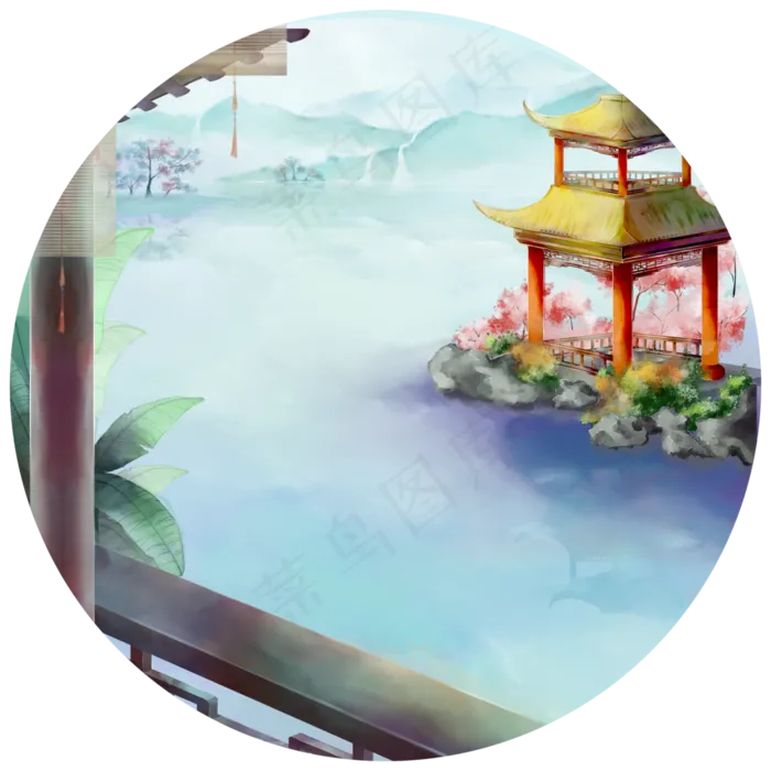 山水楼阁旅游风光(3000X3000(DPI:300))psd模版下载
