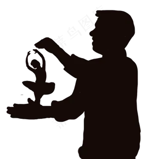 女儿在父亲掌心跳舞剪影