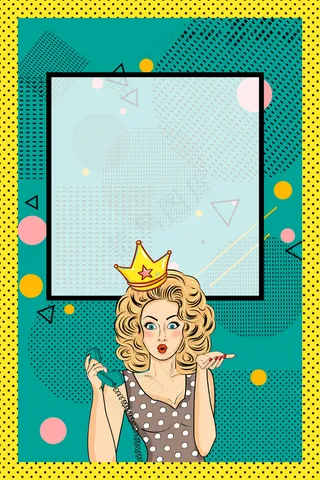 卡通美女招聘简约边框平面广告