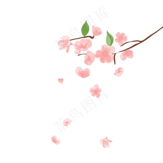 粉色桃花飘落小清新,免抠元素