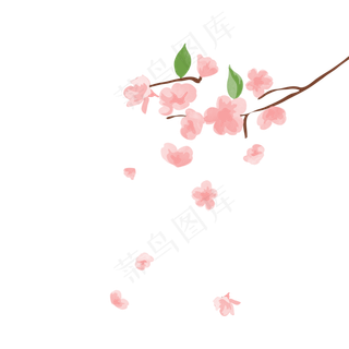 粉色桃花飘落小清新,免抠元素