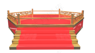 红色金色春节舞台,免抠元素
