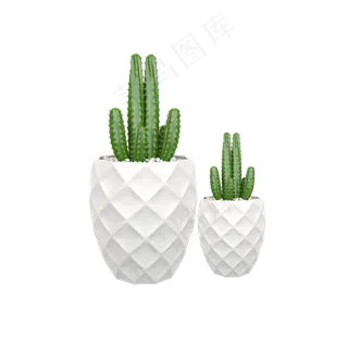 立体仿真盆栽C4D插图,免抠元素