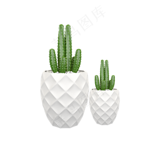 立体仿真盆栽C4D插图,免抠元素