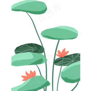 古风荷花荷叶PNG素材