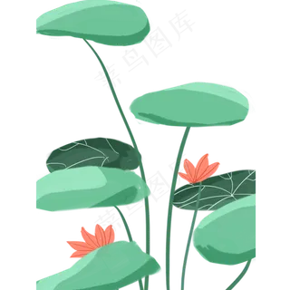 古风荷花荷叶PNG素材