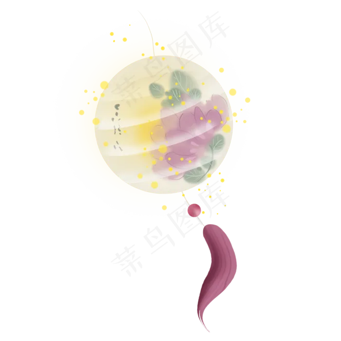 紫色花朵圆形纸灯,免抠元素(2000X2000(DPI:299))psd模版下载