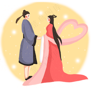 七夕节牛郎织女情人节,免抠元素