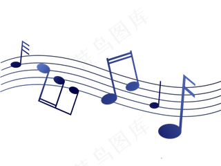 蓝色创意五线谱音符元素,免抠元素
