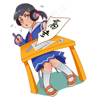 备战高考的考试女孩