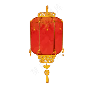 招财灯笼中国风水墨PNG素材,免抠元素