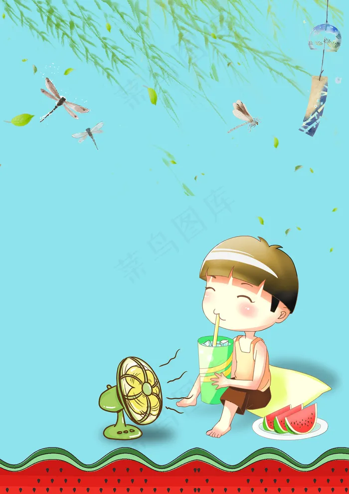 扁平风简约文艺小清新节气小暑夏天(3508*4961px 	      )psd模版下载