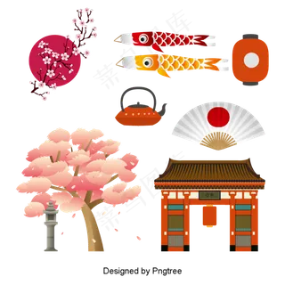 粉色传统日本元素,免抠元素