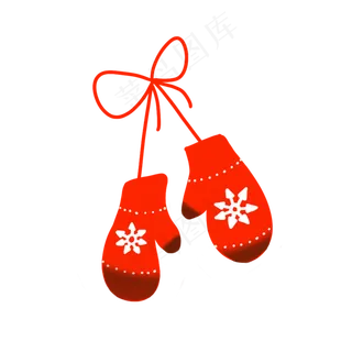 圣诞节手套针织雪花蝴蝶结礼物平,免抠元素