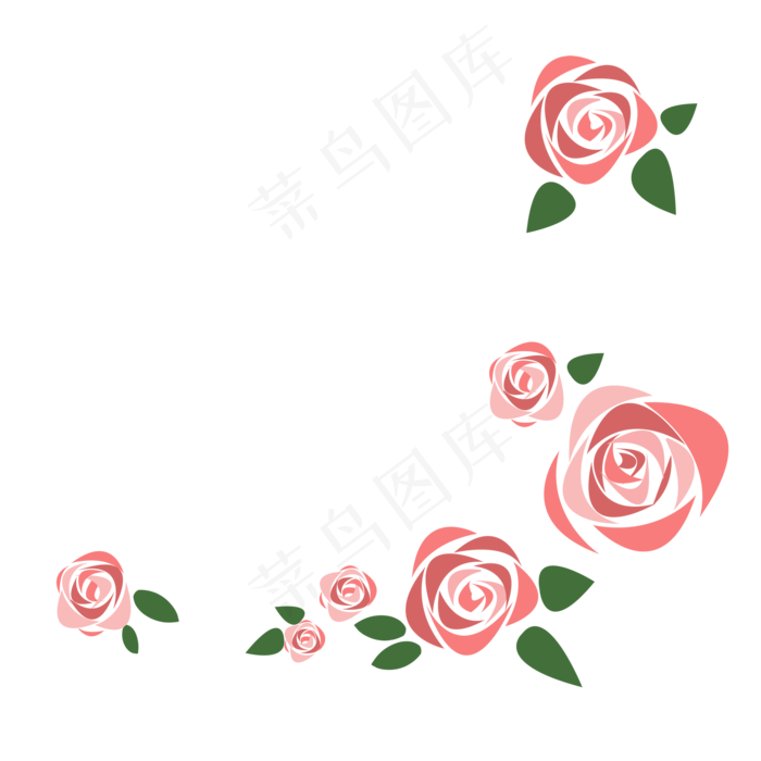 卡通粉色简约小清新粉色玫瑰花