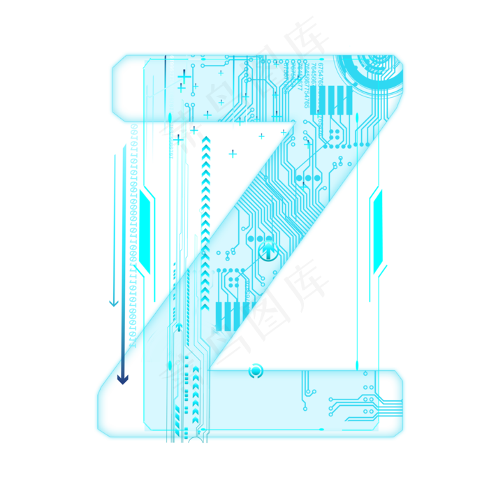 蓝色科技线条PSD字母Z
