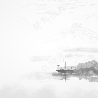 水墨古风山水画装饰