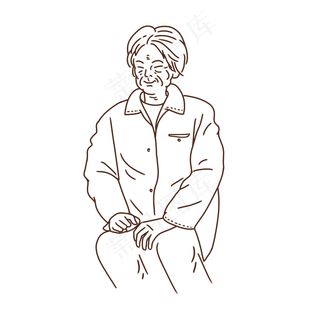 母亲节可爱卡通女性老人线稿