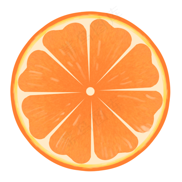 卡通半个香橙
