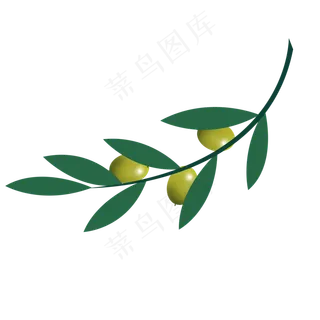 绿色叶子橄榄枝矢量PSD透明底,免抠元素