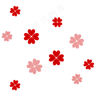 红色爱心四叶草透明底免抠