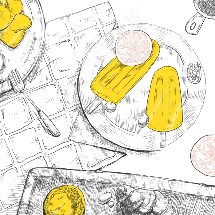 下午茶美式餐桌冰糕冰激凌ins风,免抠元素