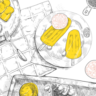 下午茶美式餐桌冰糕冰激凌ins风,免抠元素