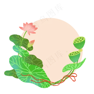 古风荷花边框PNG